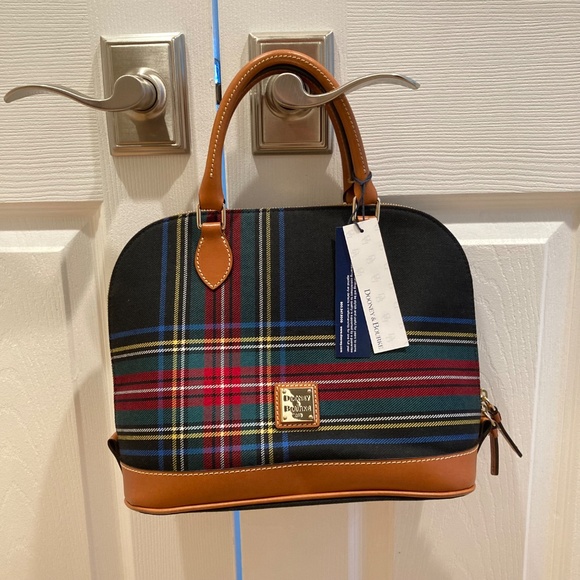 Dooney & Bourke NWT Black Tartan Plaid Zip Zip Satchel | Classic Structured Bag - Picture 10 of 12
